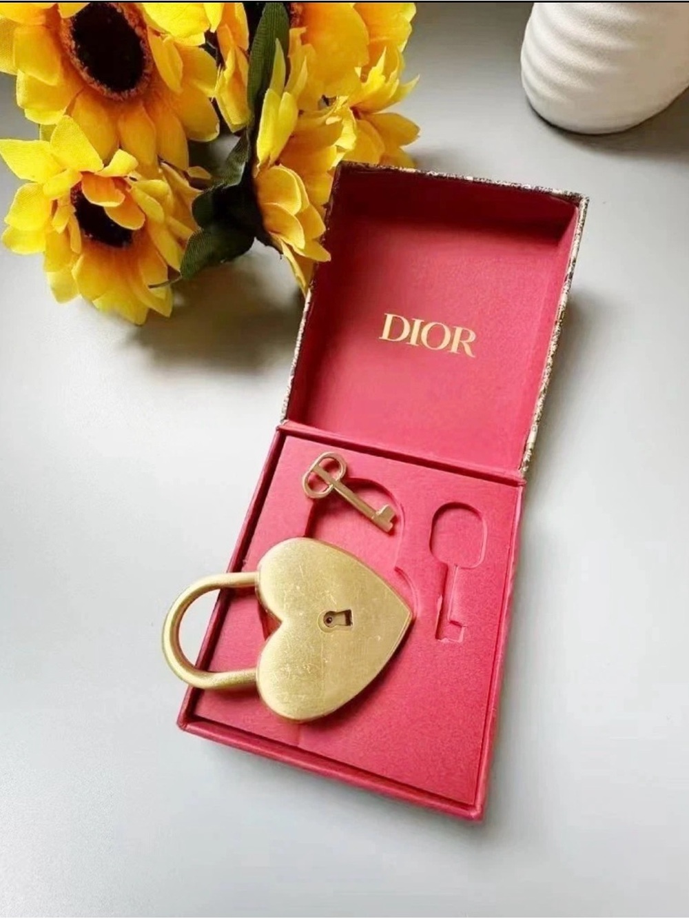 Dior Gold Heart Padlock with Key in Box Novelty limited Edtion - Picture 2 of 5